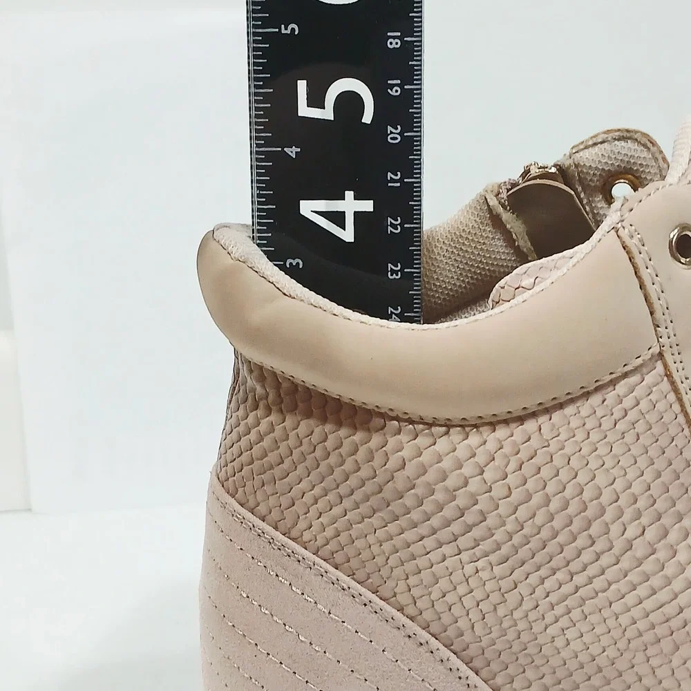 JustFab Hidden‎ Wedge Sneaker Booties Blush Pink Snake Print Side Zip Size 9